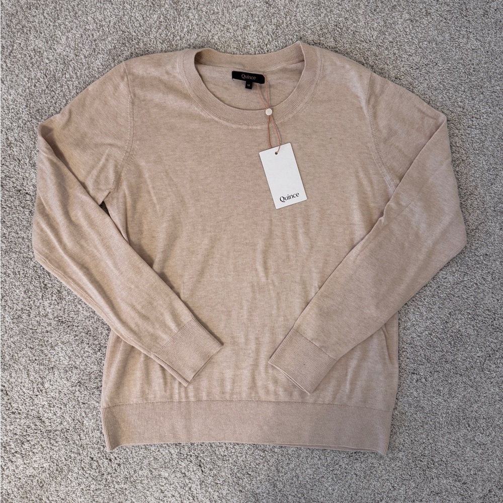 Quince Lightweight Cotton Cashmere Crew Sweater.  Sz M.